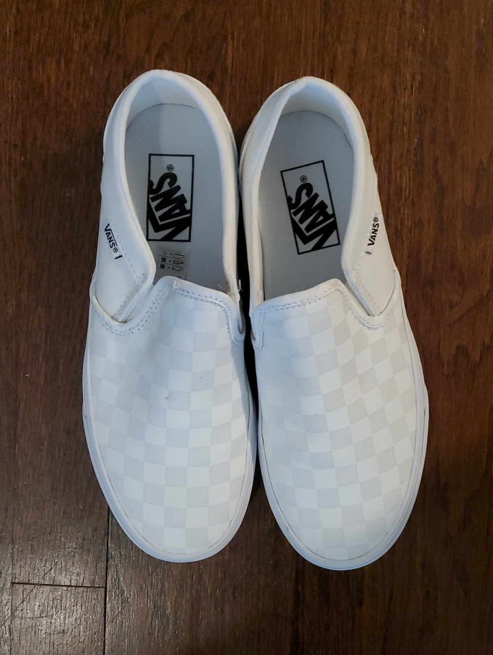 Vans White Checkerboard Slip-On Loafers